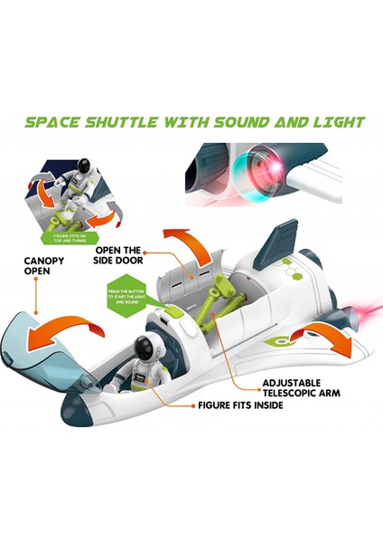 4 5 6 7 Yaşındaki Erkek Çocuklar Için Uzay Mekiği Oyuncakları, [ışıklar ve Sesler] 3-5 Yaşındaki Çocuklar Için 2 Astronotlu Uzay Oyuncakları, Oyuncak Mekik ve Rover, Uzay Gemisi Oy (Yurt Dışından)