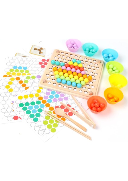 Çocuk Ahşap Oyuncak, 3 Yaş Çocuk Oyuncakları, Montessori Tahtası, Ince Motor Erken Eğitim Renk Tanıma Yemek Çubukları Klip Eller Beyin Eğitimi (Yurt Dışından)