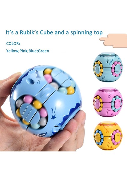 In1 Dönen Fidget Spinner Sihirli Fasulye Sonsuzluk Küp Stres Giderici Top Yetişkinler Çocuklar Unisex-Çocuk Eğitici Bulmaca Küp Oyuncaklar (Pembe) (Yurt Dışından)