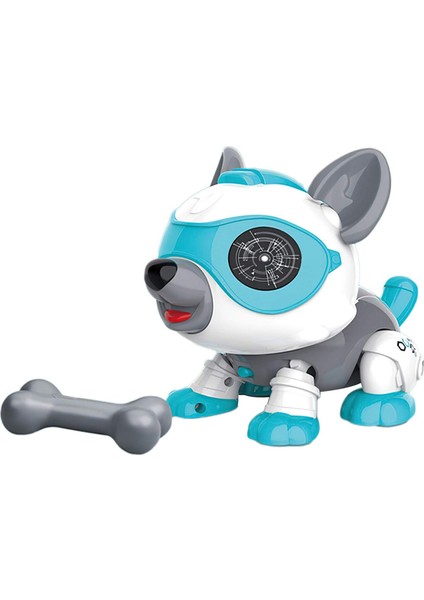 Robot Köpek Oyuncak, Çocuklar Için Akıllı, Kemikli Elektronik Evcil Köpek Yavrusu, Yeme, Esneme, Müzik Çoklu Fonksiyon Modları, Ses Sensörü, Dokunmatik Sensör, (Mavi) (Yurt Dışından)