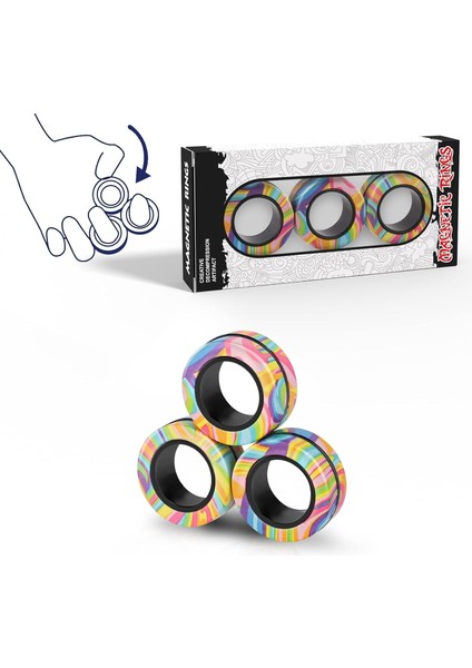 Manyetik Yüzükler Oyuncak Seti, Yetişkin Mıknatısları Anksiyete Giderici Terapi Için Spinner Yüzükler, Yetişkinler Gençler Çocuklar Için Harika Hediye (3 Adet) Manyetik Bilezik Par (Yurt Dışından)