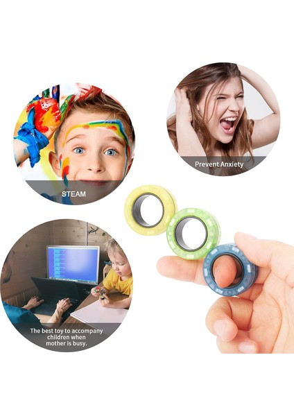 Manyetik Yüzükler Oyuncak Seti, Yetişkin Mıknatısları Anksiyete Giderici Terapi Için Spinner Yüzükler, Yetişkinler Gençler Çocuklar Için Harika Hediye (3 Adet) Manyetik Bilezik Par (Yurt Dışından)