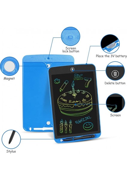 LCD Yazma Tableti 10 Inç Yürüyor Doodle Tahtası, Renkli Çizim Tableti, Silinebilir Elektronik Boyama Pedleri, Eğitim ve Öğrenme Çocuk Oyuncak, Mavi (Yurt Dışından) modelleri