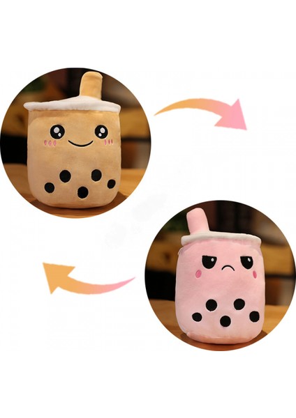 Flip Boba Çayı Peluş Doldurulmuş Oyuncak Kahverengi Kabarcık Çay Kabarcık Peluş Yastık Ev Yumuşak Kucaklama Yastık Hediye 25 cm (Yurt Dışından)