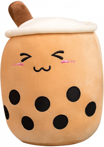 Flip Boba Çayı Peluş Doldurulmuş Oyuncak Kahverengi Kabarcık Çay Kabarcık Peluş Yastık Ev Yumuşak Kucaklama Yastık Hediye 25 cm (Yurt Dışından)