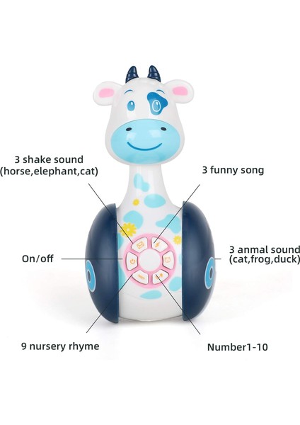 Bebek Oyuncakları-Inekler Müzikli ve LED Işıklı Tumbler Oyuncak, Bebek Emekleme Oyuncakları, Sevimli Çıngıraklar Zil Bebek Inek Oyuncakları ve En Iyi Hediyeler (Inek) Için Yürümeye (Yurt Dışından)