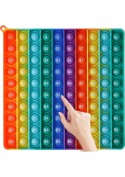 7.8 Inç Büyük Boy P0PP Matematik Oyuncakları, Gökkuşağı Kare Fidget Ttoy 100 Kabarcık Stres Giderici Fidget Oyunu Öğretmenler Için Matematik Manipülatifleri Oluşturma 1-100 Sayı Ta (Yurt Dışından)