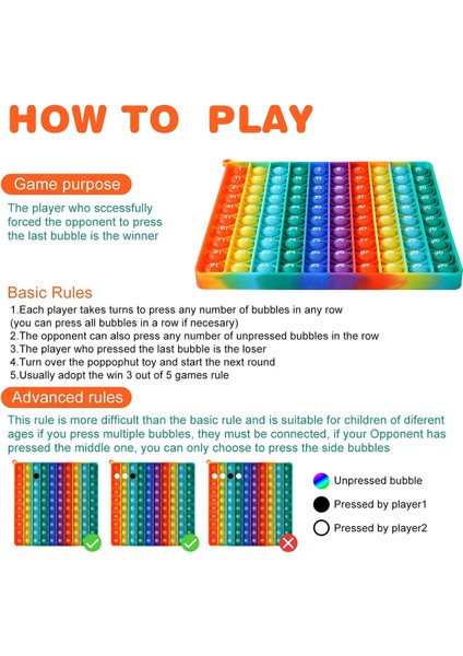 7.8 Inç Büyük Boy P0PP Matematik Oyuncakları, Gökkuşağı Kare Fidget Ttoy 100 Kabarcık Stres Giderici Fidget Oyunu Öğretmenler Için Matematik Manipülatifleri Oluşturma 1-100 Sayı Ta (Yurt Dışından)
