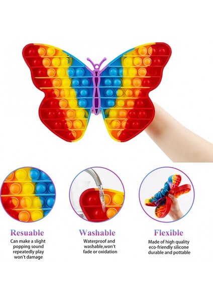 Jumbo Büyük Kelebek Pop Fidget Oyuncak It Gökkuşağı Dev Popper Popitsfidgets Büyük Büyük Mega Xl 100 Poppit Popets Kabarcık Patlayan Duyusal Kaygı Stres Giderici Kızlar Için Hediye (Yurt Dışından)