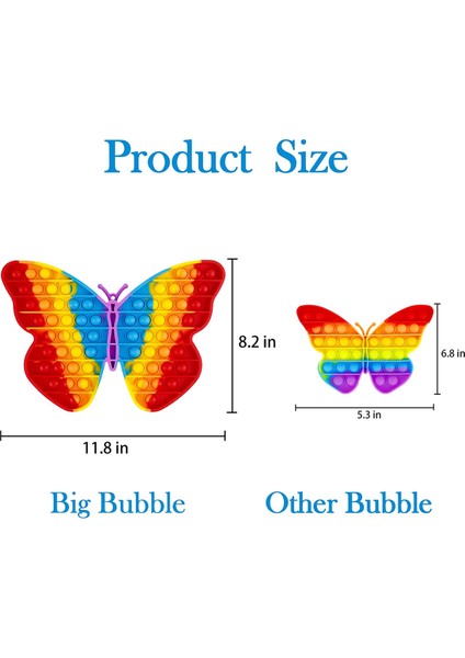 Jumbo Büyük Kelebek Pop Fidget Oyuncak It Gökkuşağı Dev Popper Popitsfidgets Büyük Büyük Mega Xl 100 Poppit Popets Kabarcık Patlayan Duyusal Kaygı Stres Giderici Kızlar Için Hediye (Yurt Dışından)