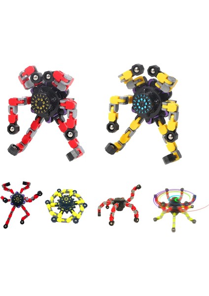 Fidget Spinner Harika Tasarım Fidget Oyuncak Yaratıcı Dönüştürülebilir Parmak Ucu Jiroskop Spinner Mech Zincir Rulman Eğlenceli Dekompresyon Anti-Anksiyete (Kırmızı Sarı Mavi) (Yurt Dışından)