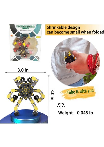 Fidget Spinner Harika Tasarım Fidget Oyuncak Yaratıcı Dönüştürülebilir Parmak Ucu Jiroskop Spinner Mech Zincir Rulman Eğlenceli Dekompresyon Anti-Anksiyete (Kırmızı Sarı Mavi) (Yurt Dışından)
