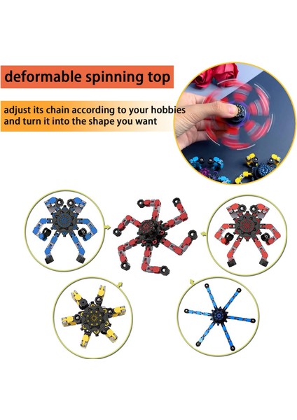 Fidget Spinner Harika Tasarım Fidget Oyuncak Yaratıcı Dönüştürülebilir Parmak Ucu Jiroskop Spinner Mech Zincir Rulman Eğlenceli Dekompresyon Anti-Anksiyete (Kırmızı Sarı Mavi) (Yurt Dışından)