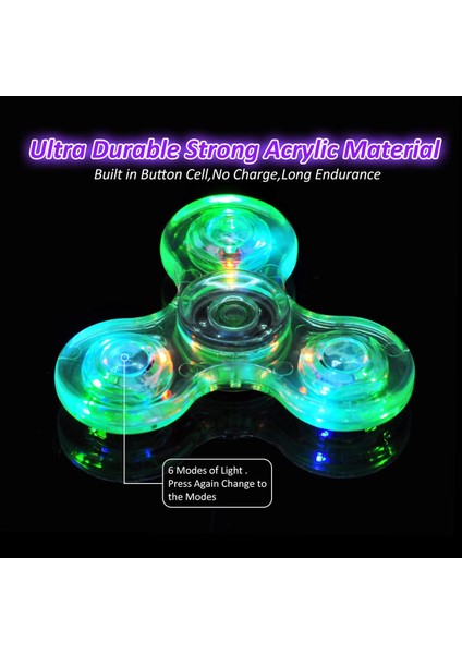 Fidget Spinner, 5 Paket LED Işıklı Fidget Spinner-Parmak Oyuncak El Fidget Spinner-Doğum Günü Hediyesi, Öğrencilere Ödül, Odaklanma, Stres Giderici (5 Paket) (Yurt Dışından)