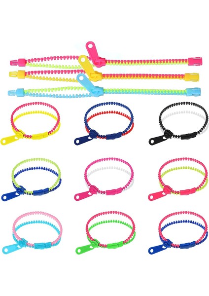 12 Pcs Parti Fermuar Bileklikler, Fermuar Bileklik Fidget Oyuncak Neon Renkler Fermuar Bileklikler Dostluk Fidget Fermuar Bileklikler Stres Giderici Fermuar Bileklikler Duyusal Oyu (Yurt Dışından)
