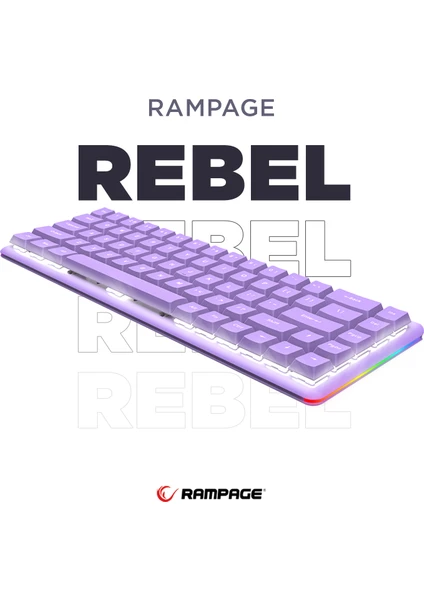 REBEL Mor Low Profile RED SWITCH US Layout Beyaz Işıklı Mekanik Gaming Oyuncu Klavye