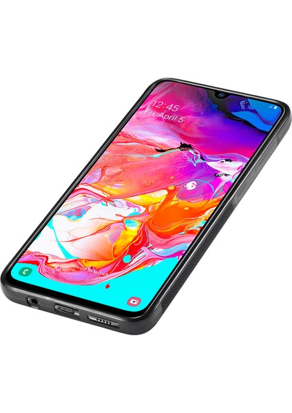 Samsung Galaxy A70 Deri Kaplamalı Tpu + Eva Kavramı, Karbon Fiber Ekleme Telefon Kapağı (Yurt Dışından)