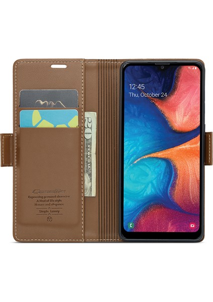 Samsung Galaxy A40 Rfıd Engelleme Pu Deri Telefon Kasası Stand Cüzdan Anti-Drop Cover (Yurt Dışından)