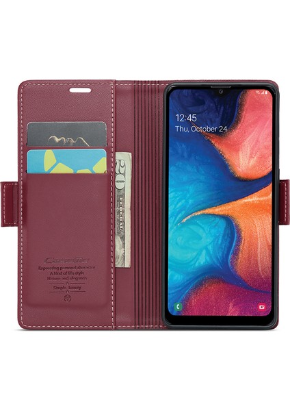 Samsung Galaxy A40 Rfıd Engelleme Pu Deri Telefon Kasası Stand Cüzdan Anti-Drop Cover (Yurt Dışından)