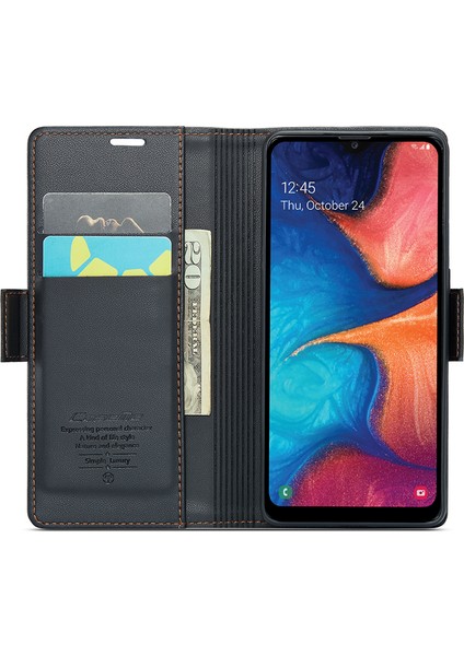 Samsung Galaxy A40 Rfıd Engelleme Pu Deri Telefon Kasası Stand Cüzdan Anti-Drop Cover (Yurt Dışından)