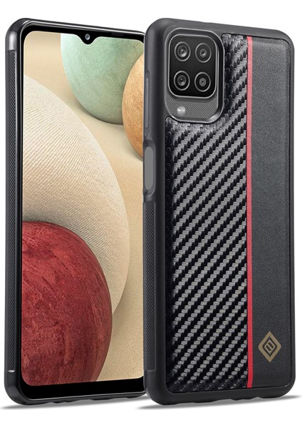 Samsung Galaxy A12 Pu Deri Kaplamalı Tpu + Eva Case Karbon Fiber Telefon Kapağı (Yurt Dışından)