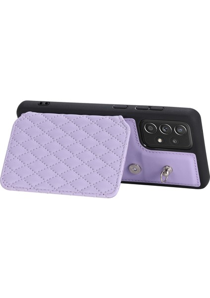 Samsung Galaxy A13 Pu+Tpu Telefon Kılıfı Rhombus Baskılı Telefon Kapağı Omuz / Bilek Kayışı (Yurt Dışından)