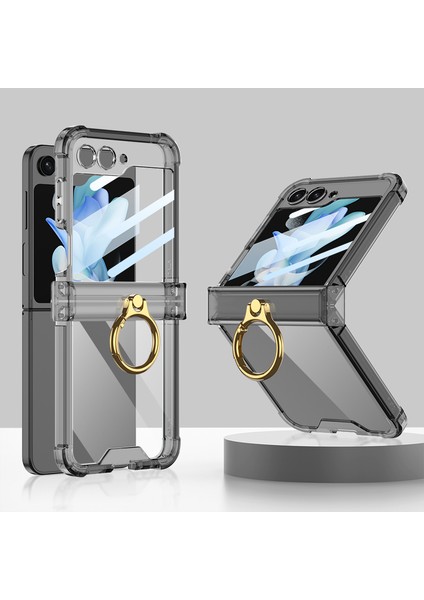 Samsung Galaxy Z Flip5 5g Yüzük Kickstand Telefon Kasası Güçlendirilmiş Köşeler Tpu Kapak (Yurt Dışından)