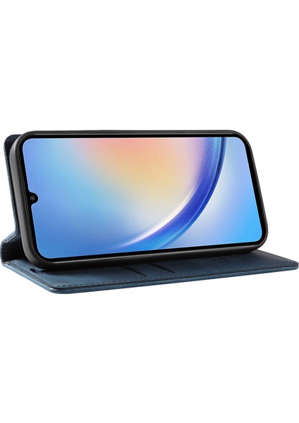 Samsung Galaxy A34 5g Toz Geçirmez Telefon Kılıfı Cilt Doku Duygu Pu Deri Kabuk Cüzdan Stand Kapağı (Yurt Dışından)