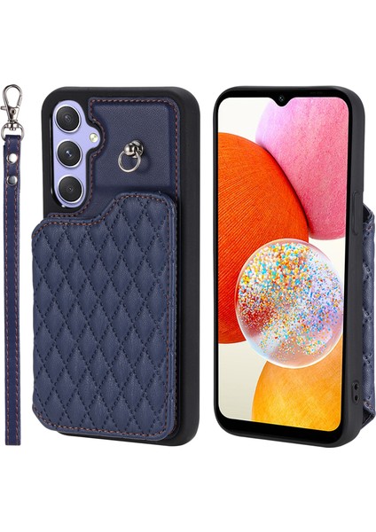 Samsung Galaxy A14 5g / A14 4g Kickstand Case Pu Deri+Tpu Rfıd Engelleme Telefon Kabuğu Bilek Kayışı (Yurt Dışından)