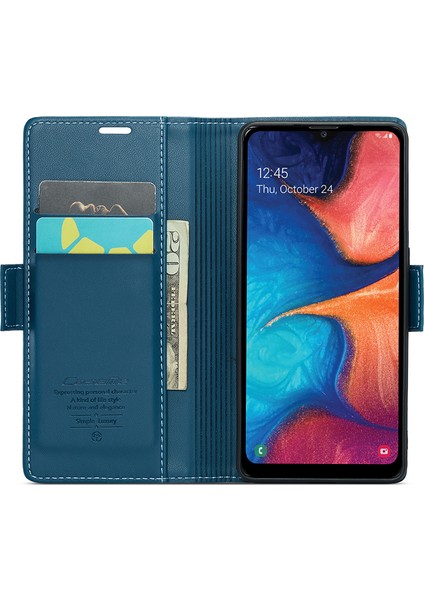 Samsung Galaxy A40 Rfıd Engelleme Pu Deri Telefon Kasası Stand Cüzdan Anti-Drop Cover (Yurt Dışından)