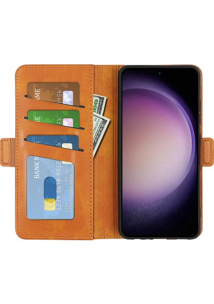 Samsung Galaxy S23 Fe Buzağı Doku Kapağı Pu Deri Cüzdan Telefon Kılıfı Stand (Yurt Dışından)