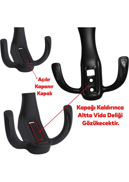 Metal Portmanto Vestiyer Duvar Dolap Elbise Askısı Mat Siyah Mobilya Kapı Askılığı Aparatı