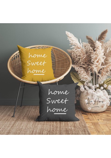 Home Sweet Home Yazılı Dekoratif 2'li Kırlent Kılıfı