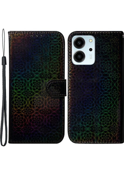 Onur Için Koruyucu Telefon Kapağı 80 Se 5g, Pu Deri Göz Kamaştırıcı Çiçek Deseni Flip Cüzdan Kılıfı Kayışla (Yurt Dışından)