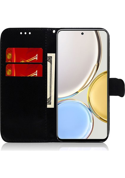 Onur Için Koruyucu Telefon Kapağı 80 Se 5g, Pu Deri Göz Kamaştırıcı Çiçek Deseni Flip Cüzdan Kılıfı Kayışla (Yurt Dışından)
