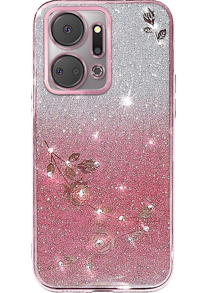 Honor X7A 4g Tpu Gradyan Glitter Rhinestone Çiçek Telefon Kılıfı Kayış (Yurt Dışından) fiyatları