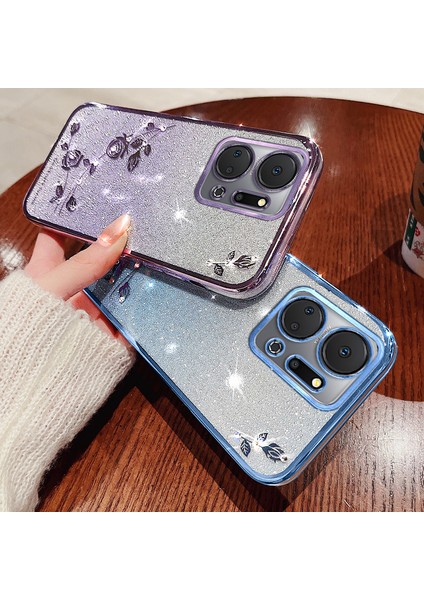 Honor X7A 4g Tpu Gradyan Glitter Rhinestone Çiçek Telefon Kılıfı Kayış (Yurt Dışından) fırsatları
