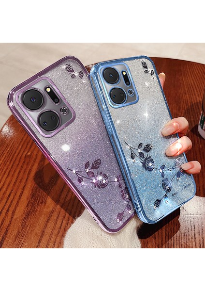 Honor X7A 4g Tpu Gradyan Glitter Rhinestone Çiçek Telefon Kılıfı Kayış (Yurt Dışından) indirimleri