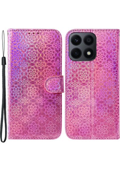 Pu Deri Kapak Honor X8A 4g Cüzdan Telefon Kılıfı Göz Kamaştırıcı Çiçek Desen Cep Telefonu Kabuğu Stand (Yurt Dışından)