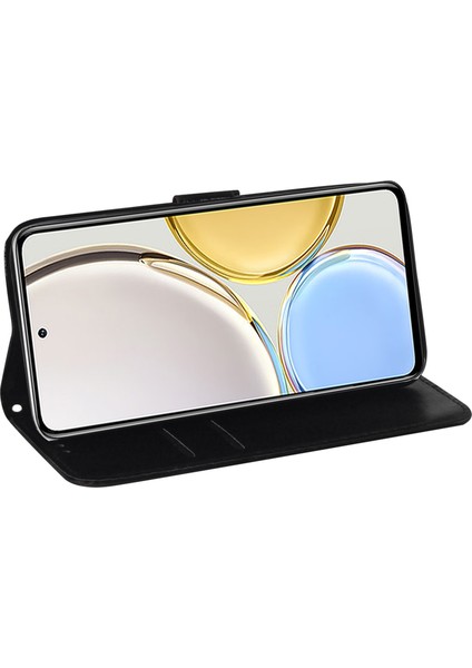 Onur Için Koruyucu Telefon Kapağı 80 Se 5g, Pu Deri Göz Kamaştırıcı Çiçek Deseni Flip Cüzdan Kılıfı Kayışla (Yurt Dışından)