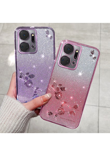 Honor X7A 4g Tpu Gradyan Glitter Rhinestone Çiçek Telefon Kılıfı Kayış (Yurt Dışından) indirimleri