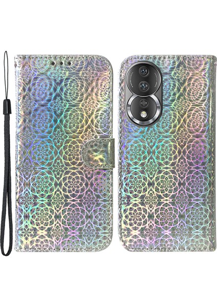 Honor 80 5g Için Deri Telefon Kılıfı, Cüzdan Göz Kamaştırıcı Çiçek Paterni Kayışlı Çizik Anti-Çizik Telefon Kapağı (Yurt Dışından)