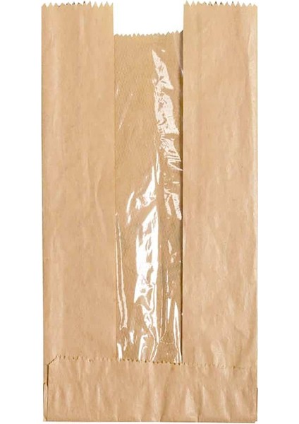 Pencereli Kraft Baget Ekmek Fırın Kese Kağıdı - Orta Boy - 15 x 41 Cm. - 0.510 Kg. - 5 Paket
