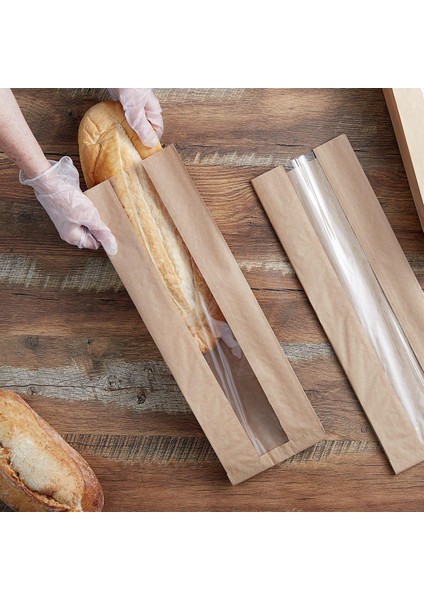 Pencereli Kraft Baget Ekmek Fırın Kese Kağıdı - Orta Boy - 15 x 41 Cm. - 0.510 Kg. - 5 Paket fırsatları