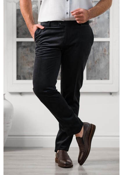 Regular Fit Ince Fitilli Boru Paça Yan Cep Kalın Kumaş Kadife Pantolon modelleri