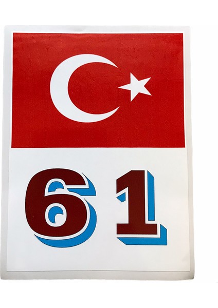 Türkiye Bayraklı Trabzon 61 Plaka Kodu Ön Cam Sticker - 61 Stıcker