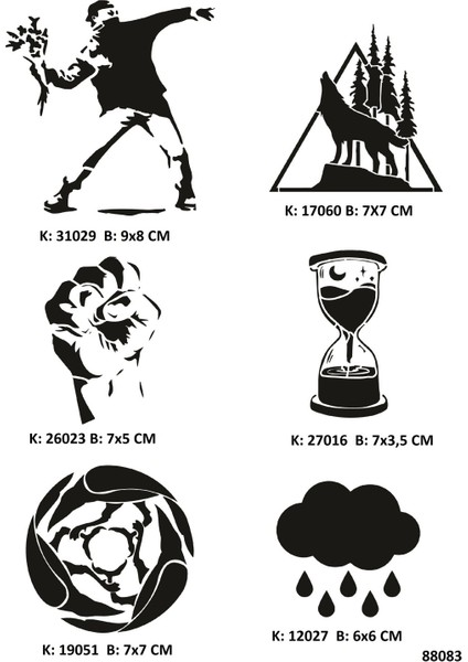 Dik Duruş Geçici Dövme Stencil Seti Spreysiz
