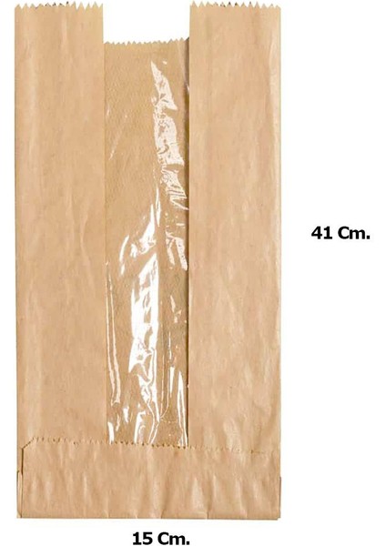 Pencereli Kraft Baget Ekmek Fırın Kese Kağıdı - Orta Boy - 15 x 41 Cm. - 0.510 Kg. - 10 Paket fiyatları