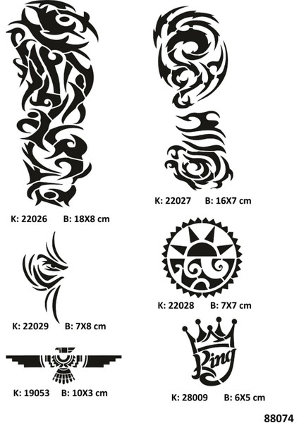 Tribal Ve Kol Geçici Dövme Kalıpları Seti Spreysiz