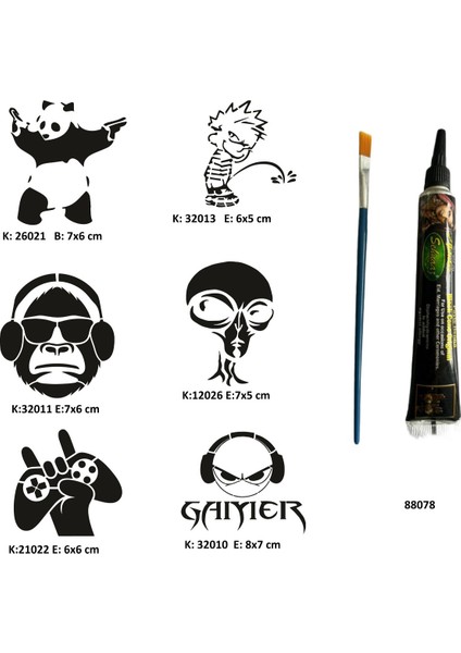 Çılgın Oyuncu Tüp Kına Ve Fırça Li Tattoo Geçici Dövme Seti